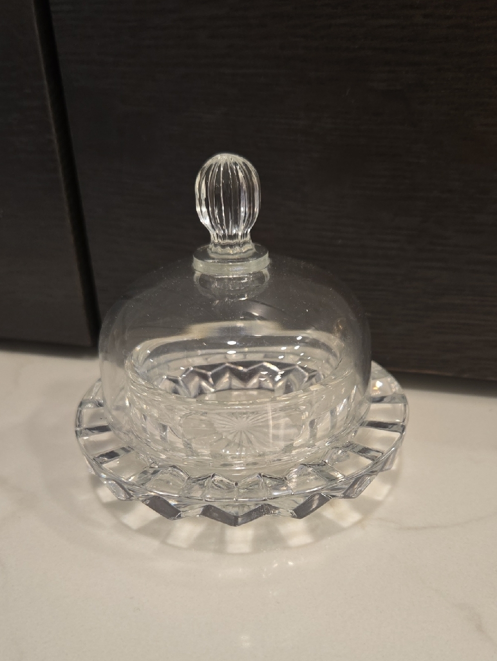 Clear Glass Butter Dish with Dome Lid